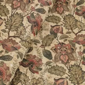 This is a flowers printed pattern on cork fabric