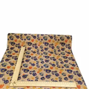 This is a flowers printed pattern on cork fabric