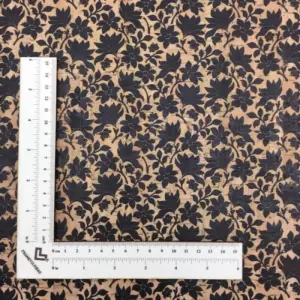 This is a flowers printed pattern on cork fabric