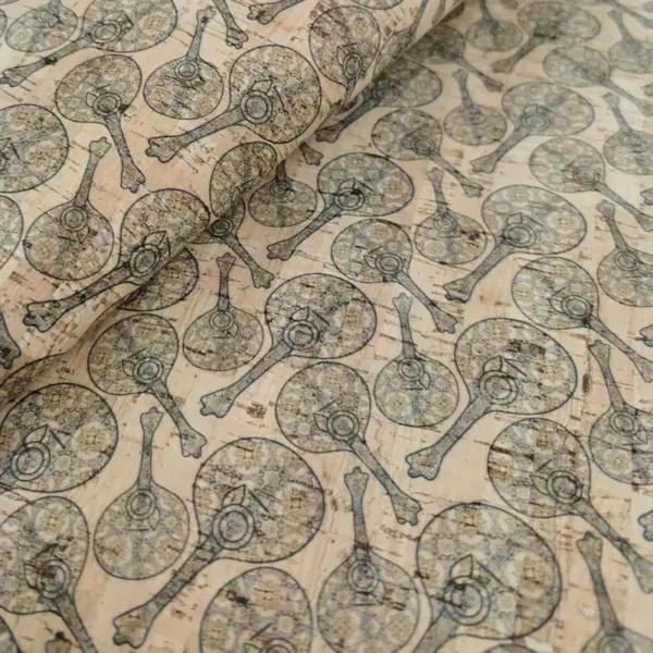 This is a guitar printed pattern on cork fabric