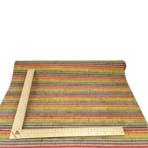 This is a rainbow printed pattern on cork fabric