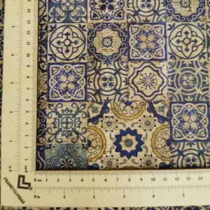 This is a tiles printed pattern on cork fabric