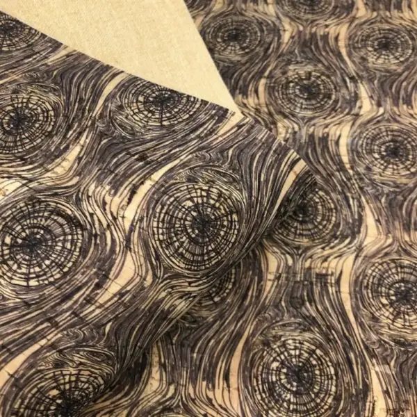 This is a abstract printed pattern on cork fabric