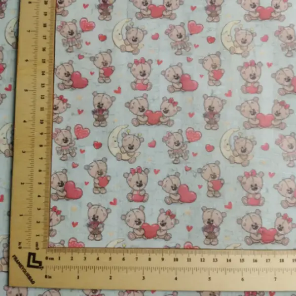 This is a bear printed pattern on cork fabric