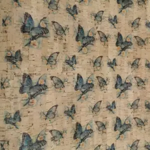 This is a butterflies printed pattern on cork fabric