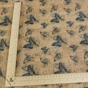 This is a butterflies printed pattern on cork fabric