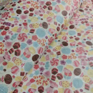 This is a candy printed pattern on cork fabric