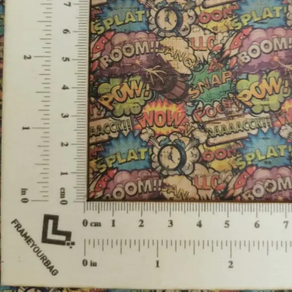 This is a cartoon printed pattern on cork fabric