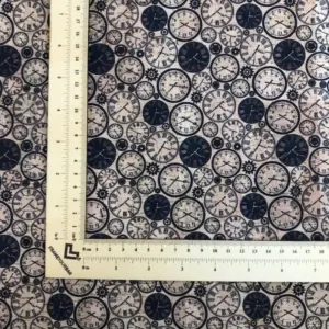 This is a clocks printed pattern on cork fabric