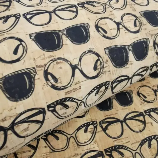 This is a eyeglasses printed pattern on cork fabric