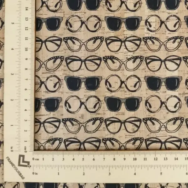 This is a eyeglasses printed pattern on cork fabric