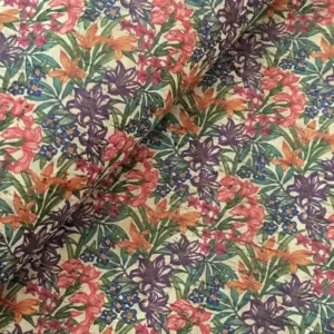 This is a flowers printed pattern on cork fabric