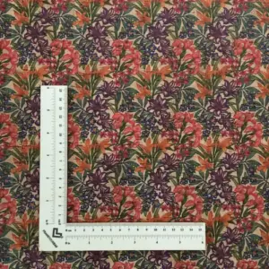 This is a flowers printed pattern on cork fabric