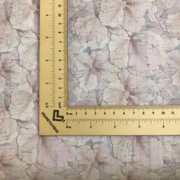 This is a flowers printed pattern on cork fabric