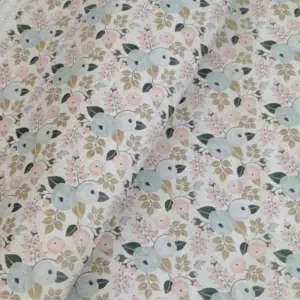 This is a flowers printed pattern on cork fabric