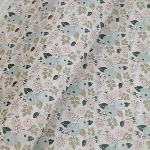 This is a flowers printed pattern on cork fabric