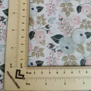 This is a flowers printed pattern on cork fabric