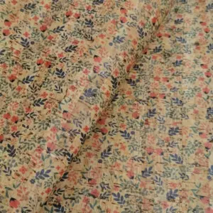 This is a flowers printed pattern on cork fabric