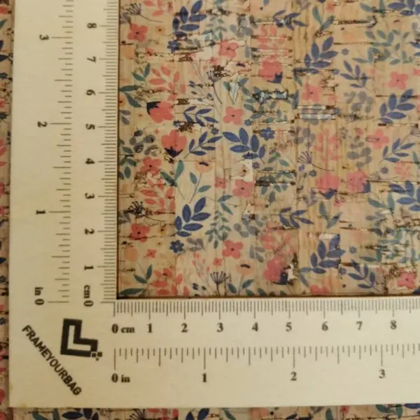 This is a flowers printed pattern on cork fabric