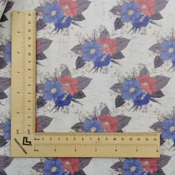 This is a flowers printed pattern on cork fabric