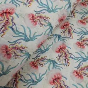 This is a jellyfish printed pattern on cork fabric