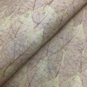 This is a leafs printed pattern on cork fabric