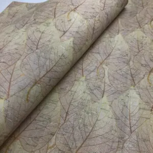 This is a leafs printed pattern on cork fabric