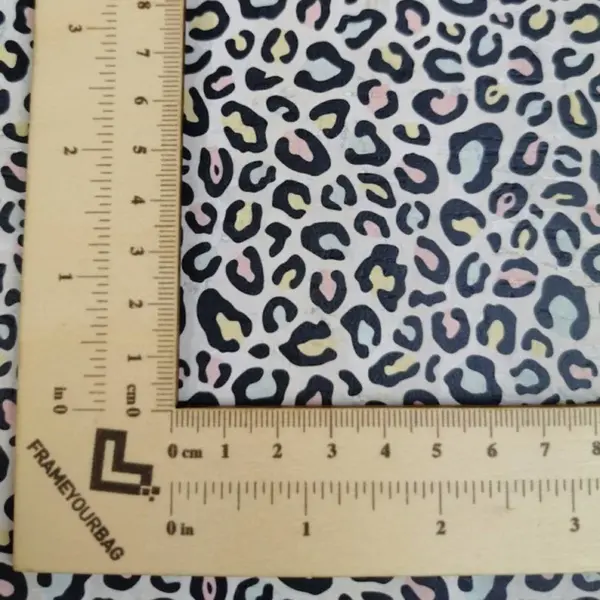 This is a leopard printed pattern on cork fabric