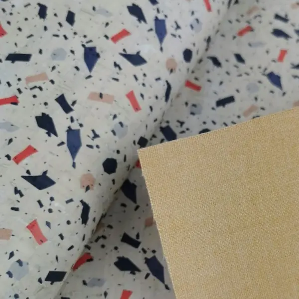 This is a marble printed pattern on cork fabric