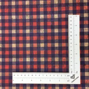 This is a plaid printed pattern on cork fabric