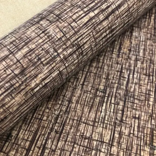 This is a plaid printed pattern on cork fabric