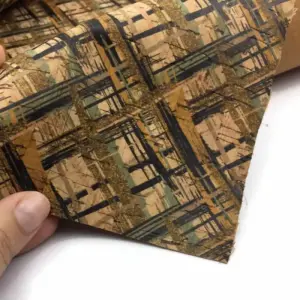 This is a plaid printed pattern on cork fabric