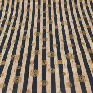 This is a stripes printed pattern on cork fabric