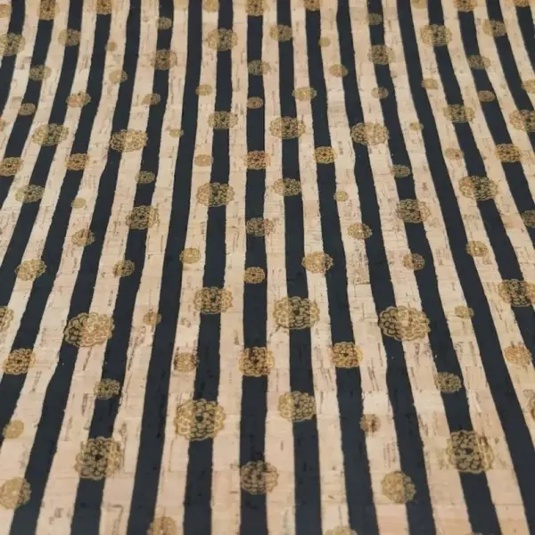 This is a stripes printed pattern on cork fabric