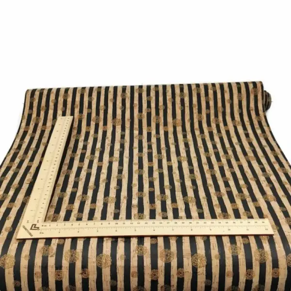 This is a stripes printed pattern on cork fabric