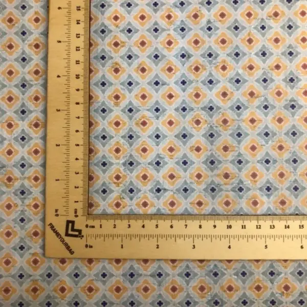 This is a tiles printed pattern on cork fabric