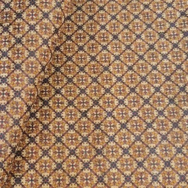 This is a tiles printed pattern on cork fabric