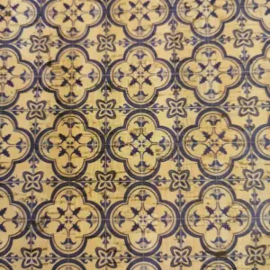 This is a tiles printed pattern on cork fabric