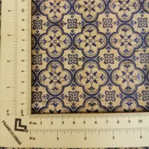 This is a tiles printed pattern on cork fabric