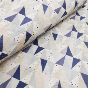 This is a triangle printed pattern on cork fabric