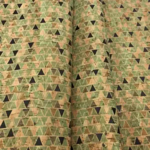 This is a triangles printed pattern on cork fabric