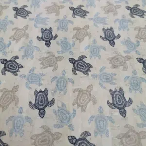 This is a turtles printed pattern on cork fabric