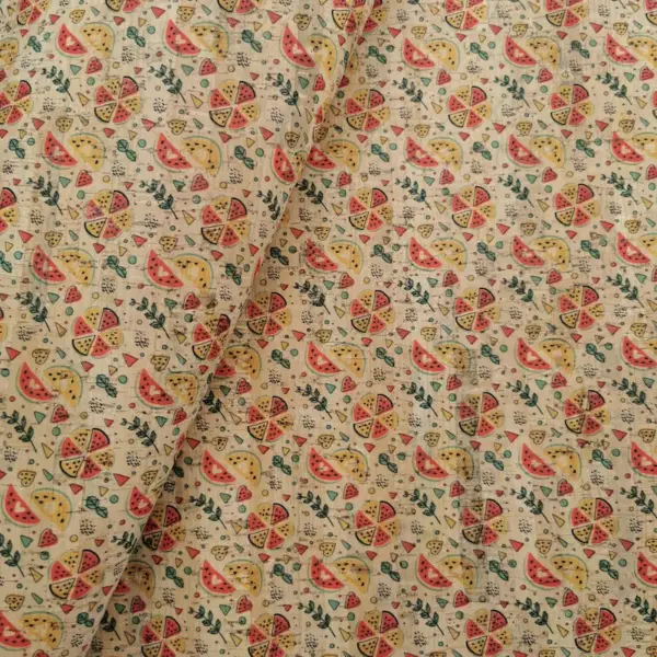 This is a watermelon printed pattern on cork fabric