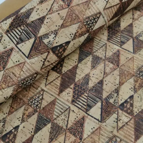 This is a abstract printed pattern on cork fabric