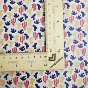 This is a cactus printed pattern on cork fabric