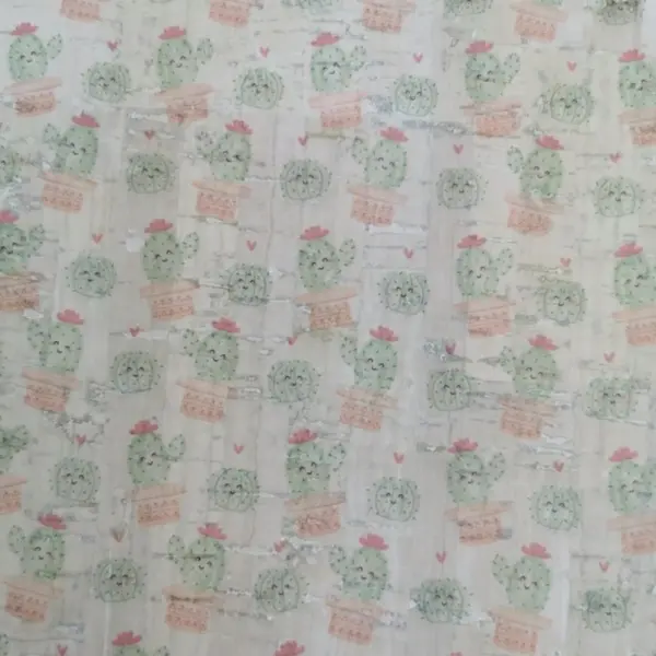 This is a cactus printed pattern on cork fabric