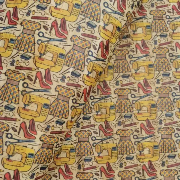 This is a fashion printed pattern on cork fabric