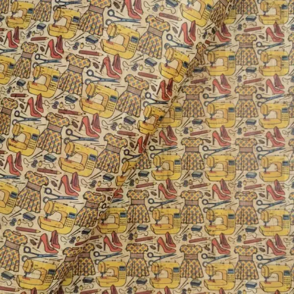 This is a fashion printed pattern on cork fabric