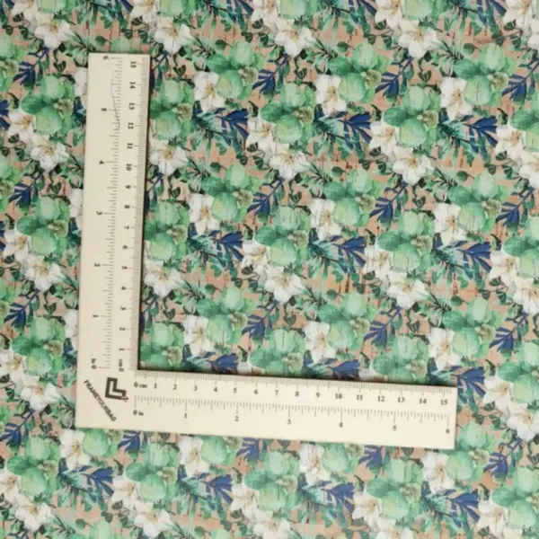 This is a flowers printed pattern on cork fabric