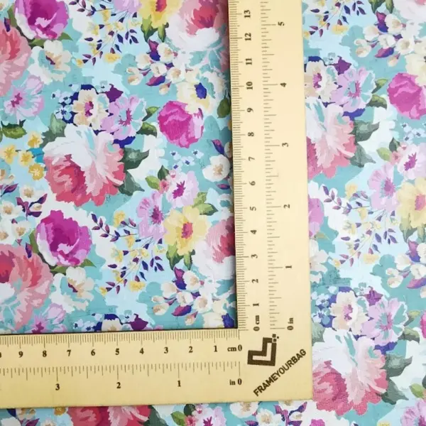 This is a flowers printed pattern on cork fabric